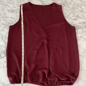 Burgundy Maroon V-neck Blouse